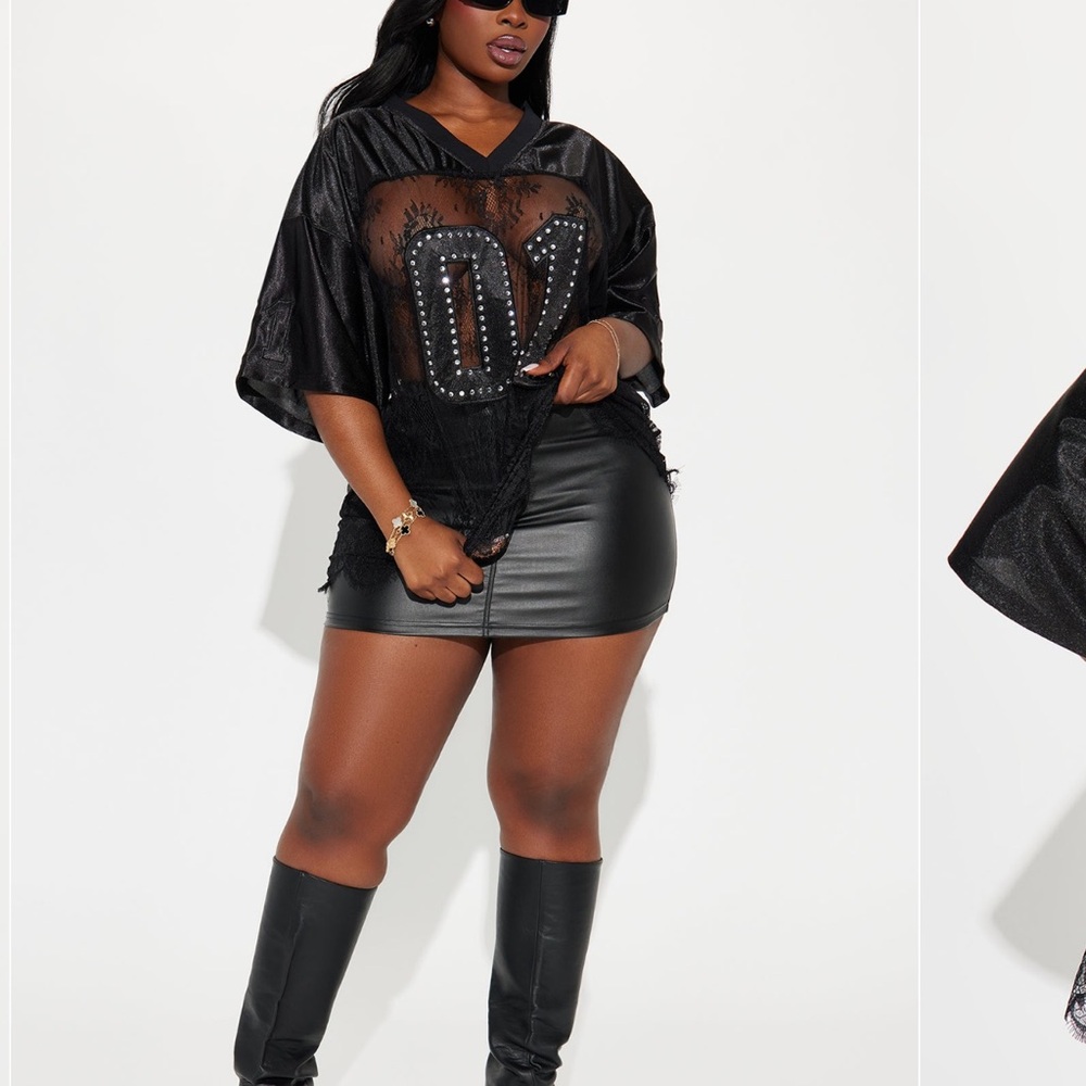Lace Jersey Top - Black - Picture 8 of 8